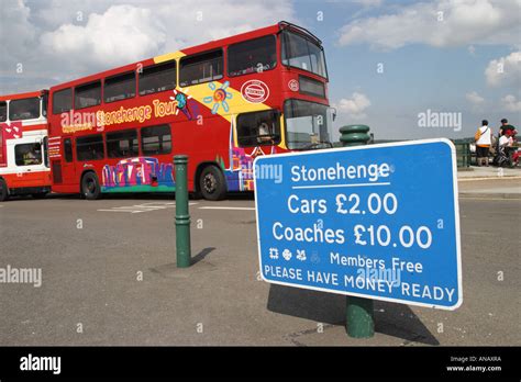 Stonehenge Tourist Buses And Coaches In The Stonehenge Car Park Summer