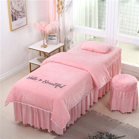 Beautiful Beauty Salon Bedding Sets Massage Spa Use Coral Velvet
