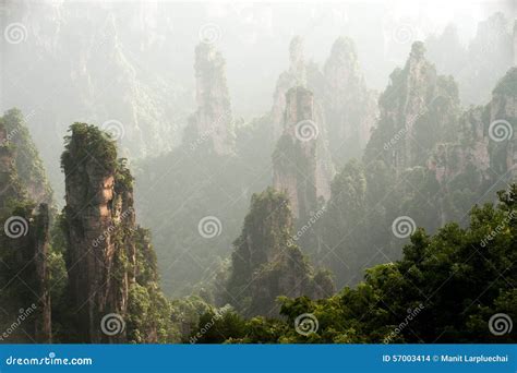 Mysterious Mountains Zhangjiajie Hunan Province In China Stock Photo