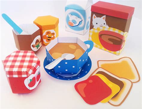 Diy Papercraft Kit Food Playset Pdf Paper Toy Breakfast