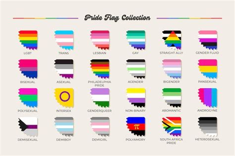 Premium Vector Lgbtq Sexual Identity Pride Flags Collection Flag Of