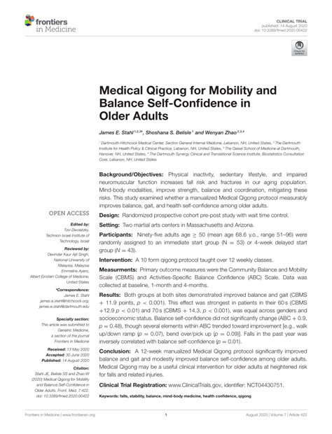 Pdf Medical Qigong For Mobility And Balance Self