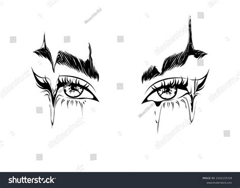 Glitched Eye Look Handdrawn Beauty Illustration Stock Vector Royalty