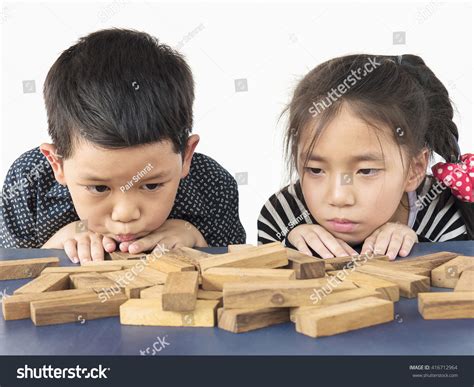 Children Playing Jenga Wood Blocks Tower Stock Photo Edit Now 416712964