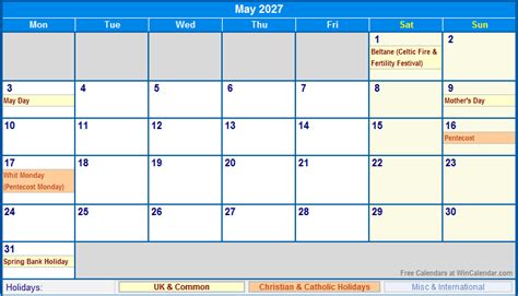 May 2027 Printable Blank Calendar Monthly Vrogue
