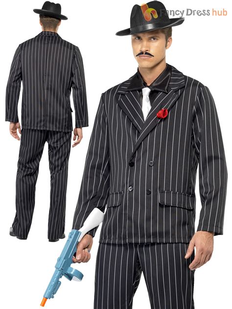 Mens Roaring 20s Gent Gangster Costume Fancy Dress Bugsy Peaky Gatsby