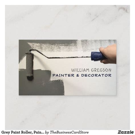 Grey Paint Roller Painter And Decorator Business Card Zazzle