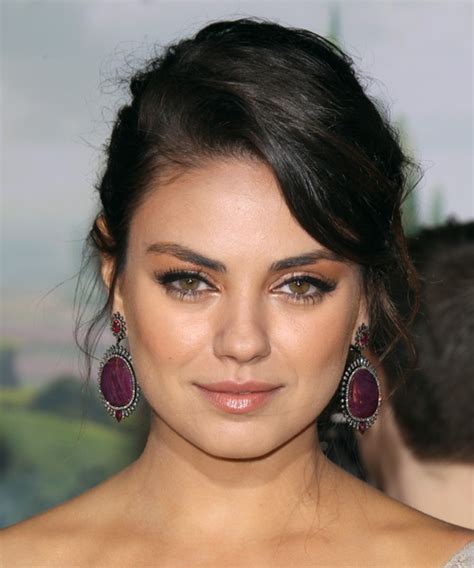 Mila Kunis Long Curly Casual Updo Hairstyle Black Hair Color