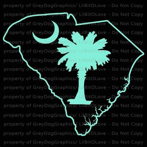 South Carolina State Outline With Palmetto Moon Vinyl Decal Sticker