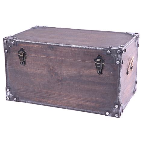 Buy Distressed Wooden Vintage Industrial Style Decorative Trunk With