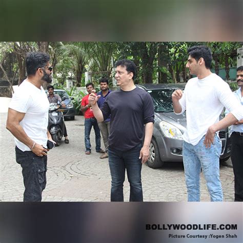 Suniel Shetty And Ahan Shetty Meet Sajid Nadiadwala To Discuss Ahans Debut Film Photos