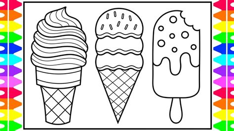 Free printable ice cream coloring pages for kids. How to Draw Ice Cream for Kids 🍦🍭💜💖💚Ice Cream Drawing and ...
