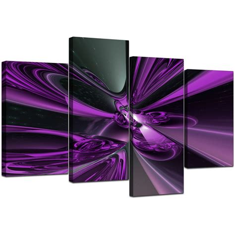 Abstract Canvas Art Prints In Purple For Bedroom