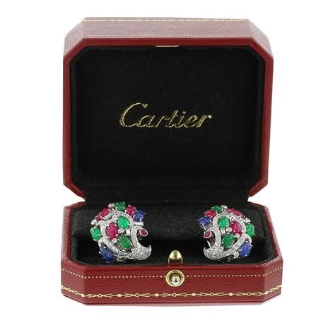 Cartier Paris Magnificent Tutti Frutti Diamond Gold Earrings 3 Art Deco