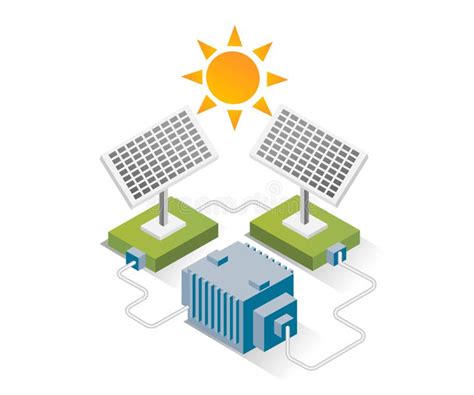 Isometric Design Concept Illustration Solar Panels With Energy Storage