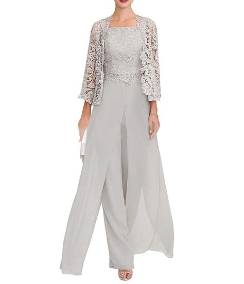 Lace Women S Suit Pieces Mother Pantsuit Sets Elegant Solid Long