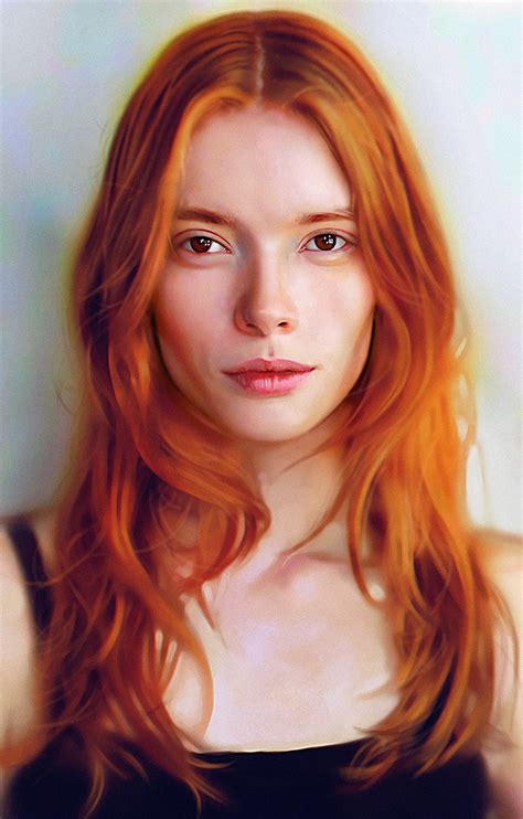wallpaper portrait display redhead model women looking at viewer digital art digital