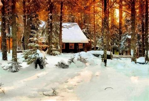 Pictorial Art Winter Forests Snow Nature Hd Desktop Wallpaper