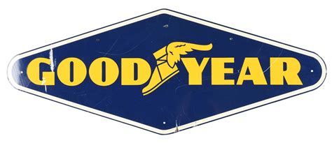 Lot Detail Goodyear Tires Die Cut Tin Sign With Winged Foot Graphic