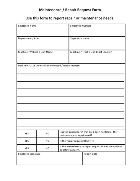 54 Maintenance Request Form Templates Free Templatelab