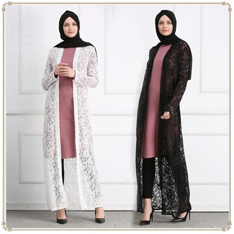 buy elegant muslim lace abaya maxi dress open cardigan long robe kimono loose