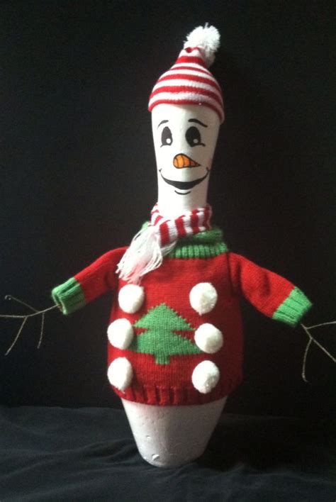 Snowman Pin Bowling Pin Crafts Bowling Pins Crafts