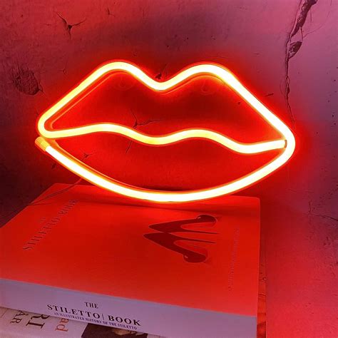Red Lip Light Neon Sign Neon Light For Wall Decor Usb Or Battery Power For Bedroom Decorative