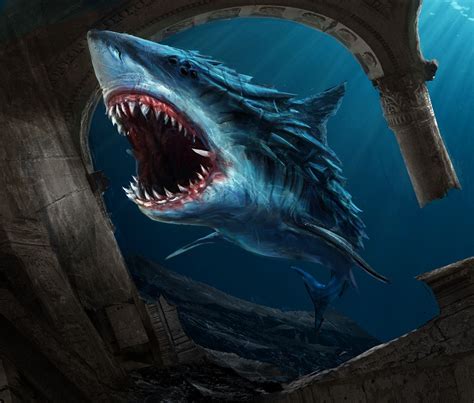 Armored Shark Shark Art Monster Shark Mythical Creatures