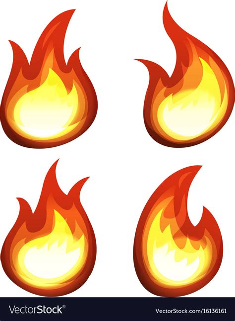 3d animation of fiery orange glowing flying ember particles. Cartoon fire and flames set Royalty Free Vector Image