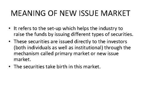 Meaning Of New Issue Market It Refers To