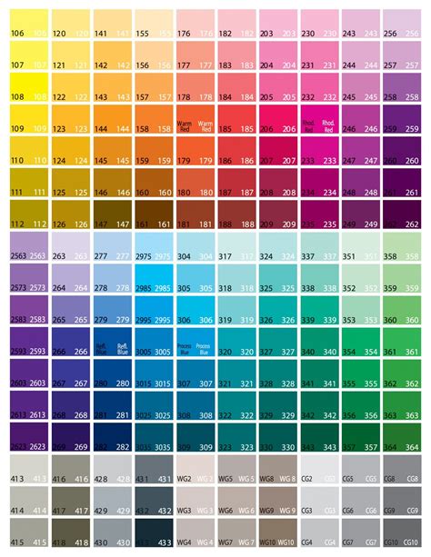 Printable Pantone Color Chart