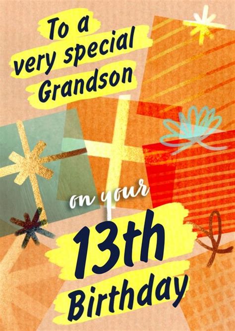 Happy 13th Birthday To The Best Grandson Birthday Banner Card Moonpig
