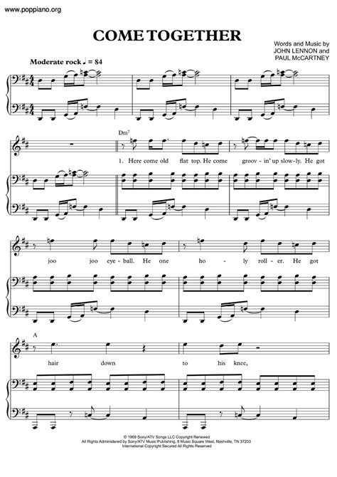 The Beatles Come Together Sheet Music Pdf Free Score Download ★