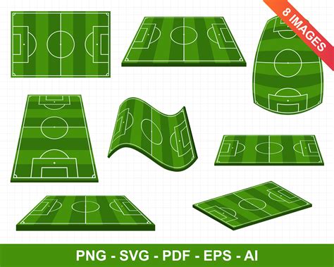 Top View Of Football Field Clipart Set Vector Graphics Etsy
