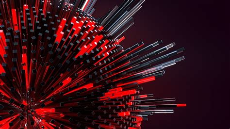 Hd Wallpaper Round Red And Black Illustration 3d Geometry Digital