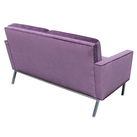 Luxe Purple Velvet And Chrome Knoll Style Loveseat At 1stdibs