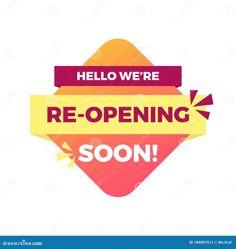 Opening Soon Sign Reopening Soon Grand Opening Soon Stock Vector