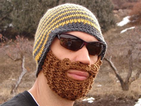 Crocheted Beanie With Beard Neatorama