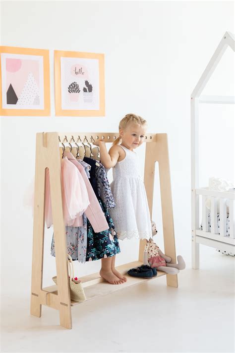 Toddler Clothing Rack For Children Dress Up Rack Hanging Rack Wood