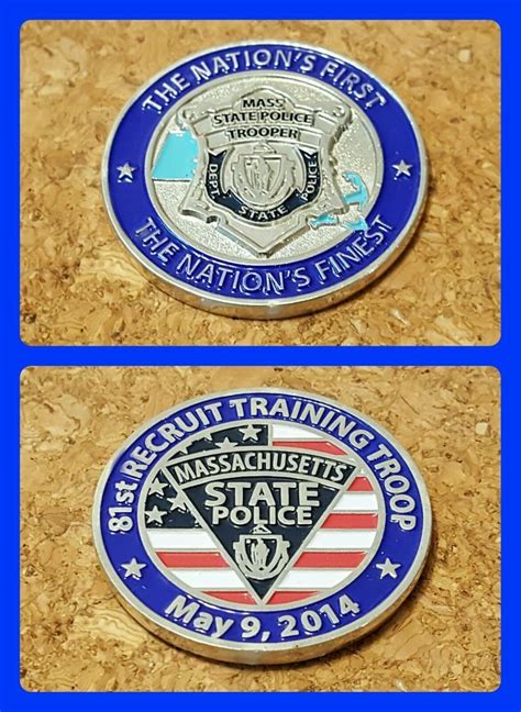 Massachusetts State Police Trooper Silver Challenge Coin ~ 81st Recruit