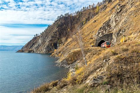 Shore Of Lake Baikal On Circum Baikal Railway Stock Image Image Of