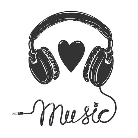 Premium Vector I Love Music Headphones With Text On White Background