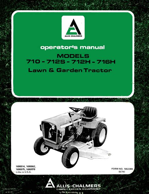 Allis Chalmers 710 712s 712h 716h Lawn And Garden Tractor Manual