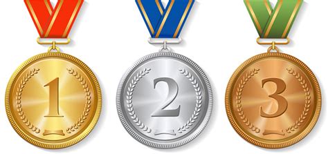 Vector Award Gold Silver And Bronze Medals Set Isolated Stock