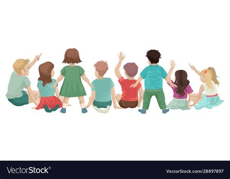 Group Children Sitting On Floor View From Vector Image