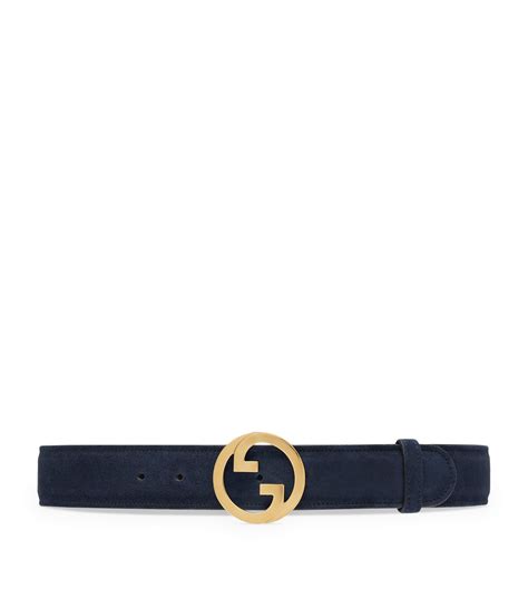 Gucci Blue Suede Interlocking G Belt Harrods Uk