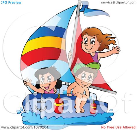 Clipart Summer Kids Sailing Royalty Free Vector Illustration By