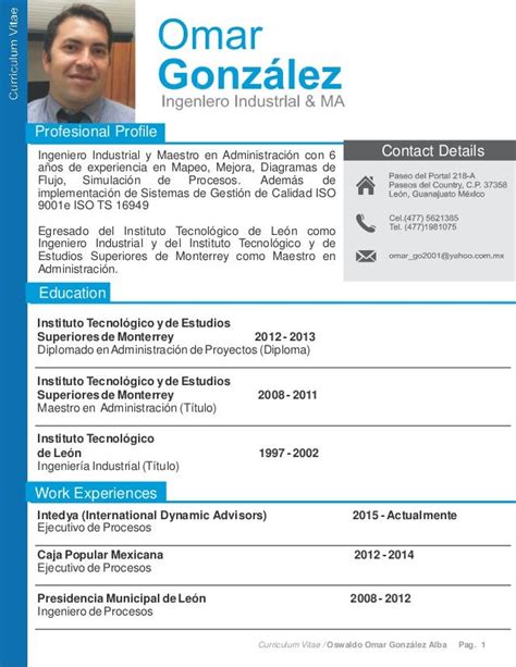 Curriculum Vitae Oswaldo Omar González Alba Pag 1 Profesional