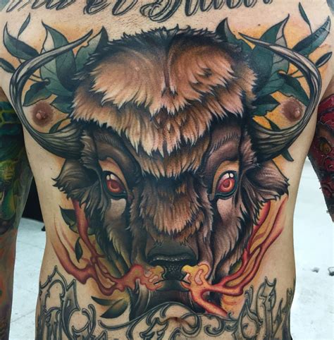 Buffalo Tattoo By Javier Franco Ox Tattoo Bison Tattoo Bull Tattoos