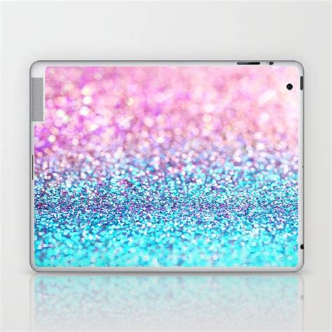 Pastel Sparkle Photograph Of Pink And Turquoise Glitter Laptop And Ipad